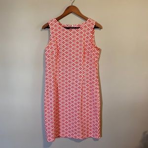 Red&white retro print patterned dress